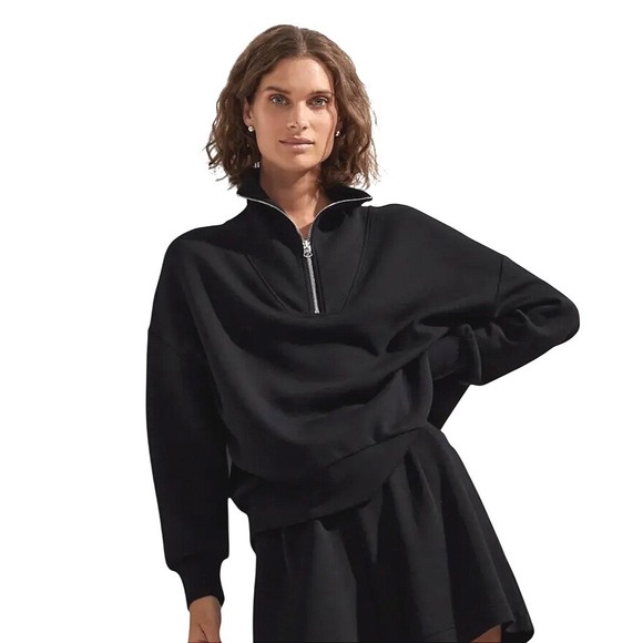 Varley Tops - Varley Hawley DoubleSoft Half Zip Pullover Sweatshirt Black XL